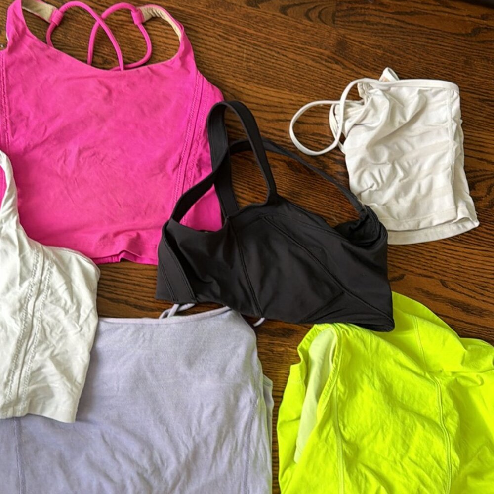 4 Cropped Tops | Pink, White, Black, Lavender + Sport shirts | Size Small